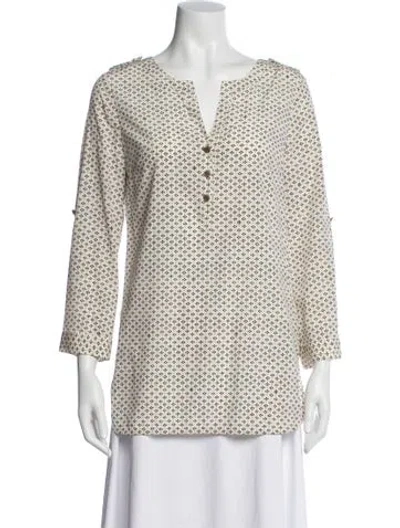 Pre-owned Tory Burch Silk Patterned Blouse In Neutral