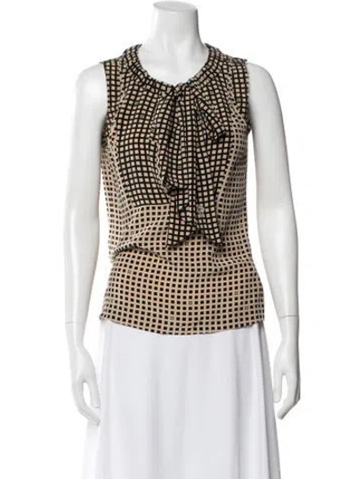 Pre-owned Tory Burch Silk Patterned Blouse In Neutral