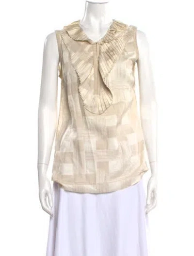 Pre-owned Tory Burch Silk Patterned Blouse In Neutral