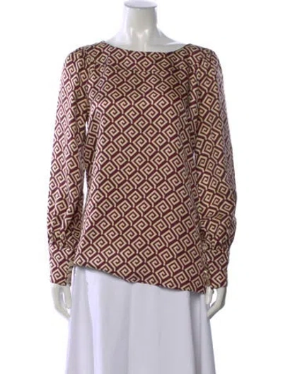 Pre-owned Tory Burch Silk Patterned Blouse In Neutral