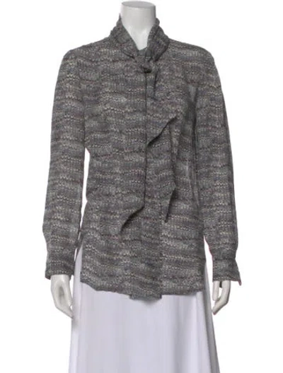 Pre-owned Tory Burch Silk Patterned Blouse In Neutral
