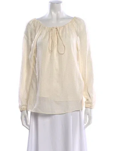 Pre-owned Tory Burch Silk Patterned Blouse In Neutral