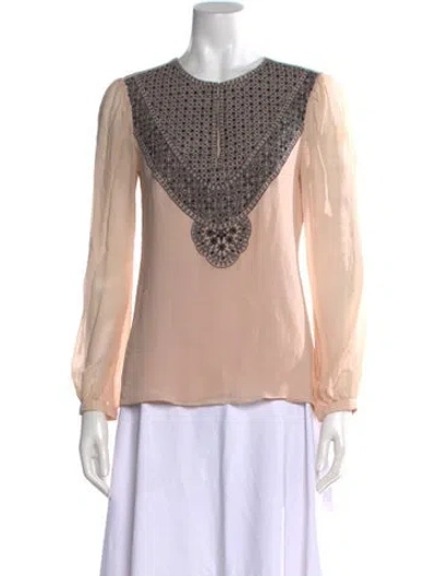 Pre-owned Tory Burch Silk Patterned Blouse In Pink