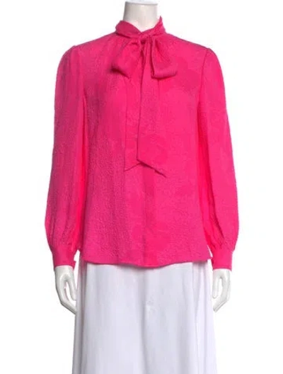 Pre-owned Tory Burch Silk Patterned Blouse In Pink