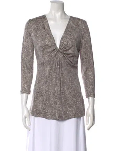 Pre-owned Tory Burch Silk Patterned Blouse In Silver