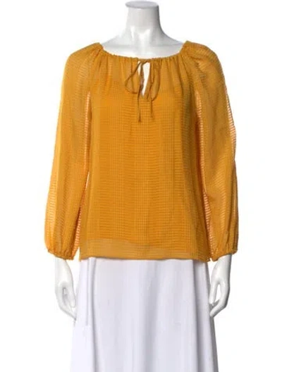 Pre-owned Tory Burch Silk Patterned Blouse In Yellow