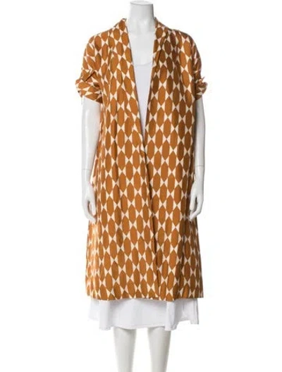 Pre-owned Tory Burch Silk Patterned Coat In Brown