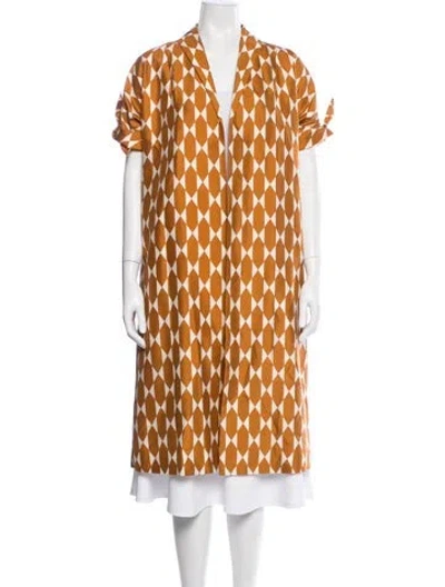 Pre-owned Tory Burch Silk Patterned Coat In Neutral