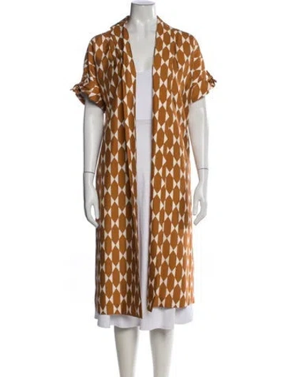 Pre-owned Tory Burch Silk Patterned Coat W/ Tags In Orange