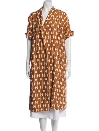 Pre-owned Tory Burch Silk Patterned Jacket In Orange