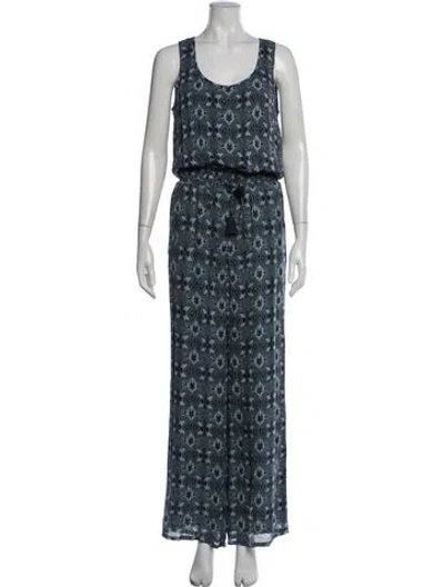 Pre-owned Tory Burch Silk Patterned Jumpsuit In Blue