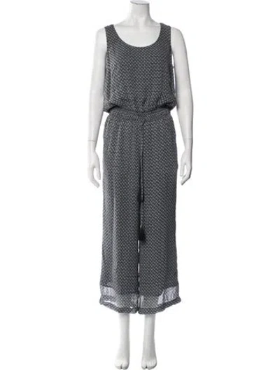 Pre-owned Tory Burch Silk Patterned Jumpsuit In Blue