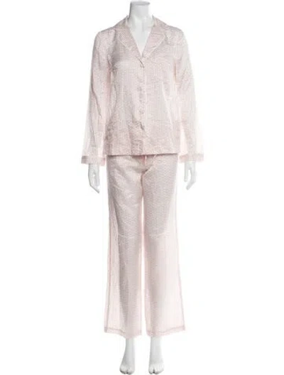 Pre-owned Tory Burch Silk Patterned Pant Set W/ Tags In Pink
