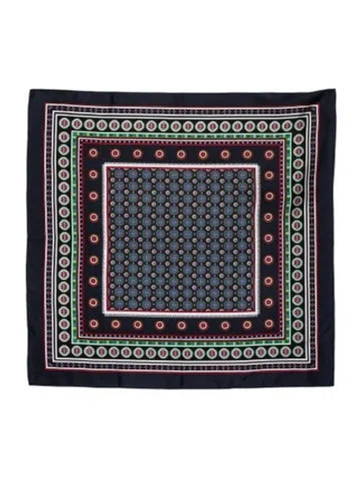 Pre-owned Tory Burch Silk Patterned Scarf In Blue