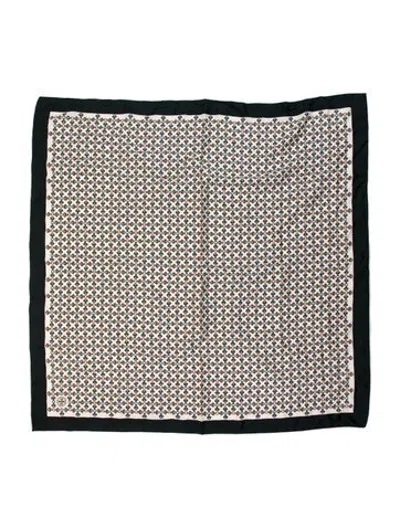 Pre-owned Tory Burch Silk Patterned Scarf In Green