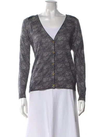 Pre-owned Tory Burch Silk Patterned Sweater In Blue