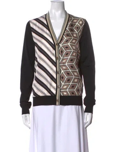 Pre-owned Tory Burch Silk Patterned Sweater In Brown
