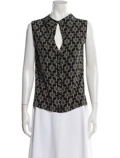 Pre-owned Tory Burch Silk Patterned Top In Black