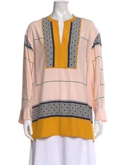Pre-owned Tory Burch Silk Patterned Top In Multi