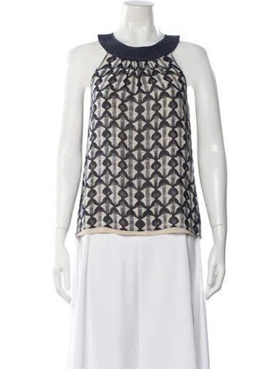 Pre-owned Tory Burch Silk Patterned Top In Multi