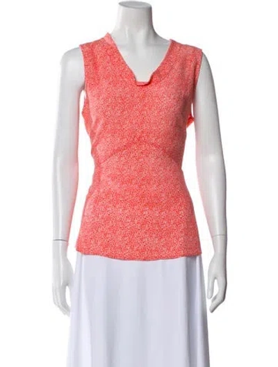 Pre-owned Tory Burch Silk Patterned Top In Pink