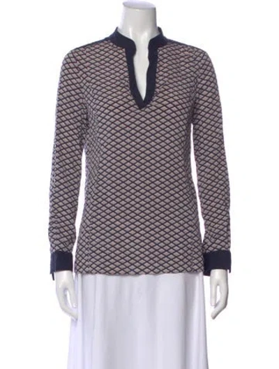 Pre-owned Tory Burch Silk Patterned Top In Pink