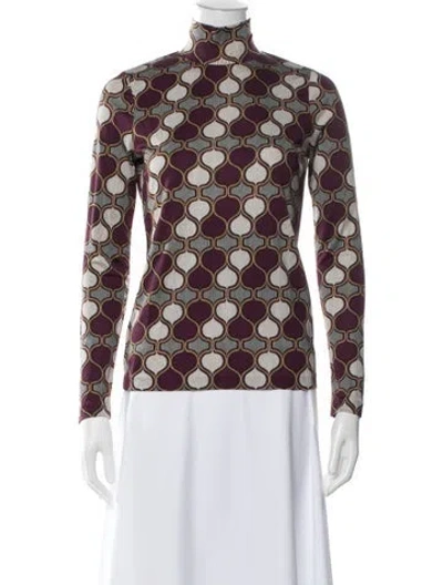 Pre-owned Tory Burch Silk Patterned Top In Purple