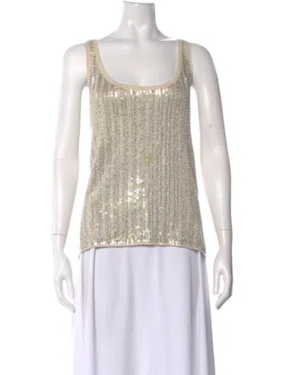 Pre-owned Tory Burch Silk Patterned Top In Silver