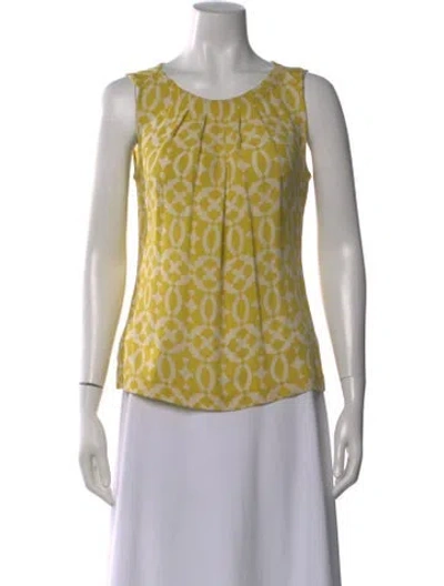 Pre-owned Tory Burch Silk Patterned Top In Yellow
