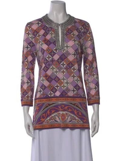 Pre-owned Tory Burch Silk Patterned Tunic In Multi