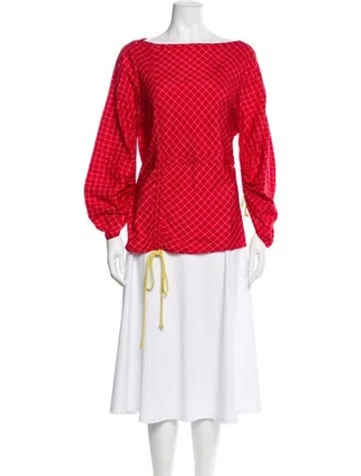 Pre-owned Tory Burch Silk Plaid Print Blouse In Multi