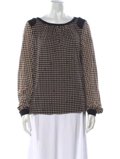 Pre-owned Tory Burch Silk Plaid Print Blouse In Neutrals