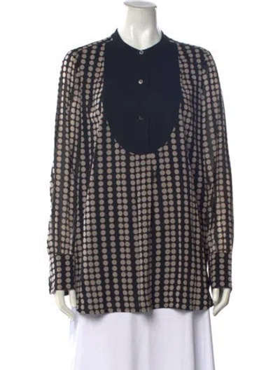 Pre-owned Tory Burch Silk Polka Dot Print Blouse In Black
