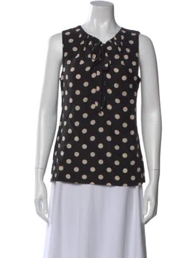 Pre-owned Tory Burch Silk Polka Dot Print Blouse In Black