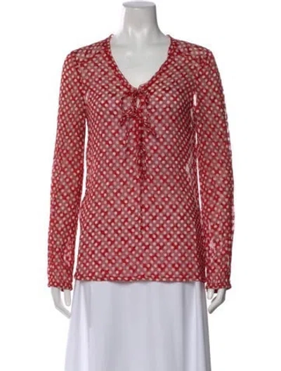Pre-owned Tory Burch Silk Polka Dot Print Blouse In Black