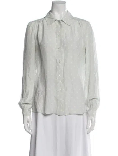 Pre-owned Tory Burch Silk Polka Dot Print Blouse In Blue