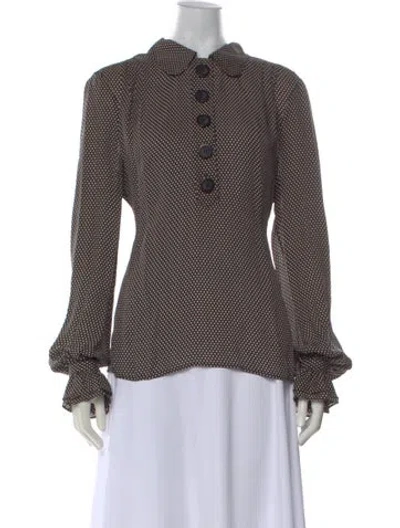 Pre-owned Tory Burch Silk Polka Dot Print Blouse In Multi