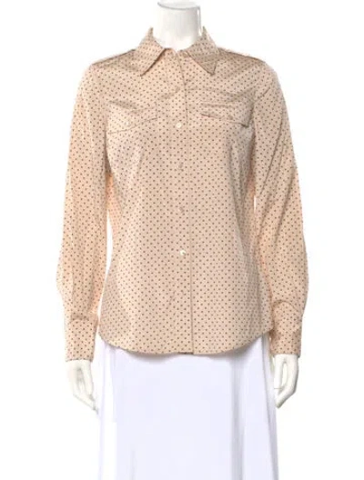 Pre-owned Tory Burch Silk Polka Dot Print Blouse In Neutral