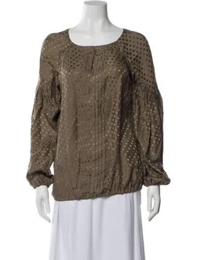 Pre-owned Tory Burch Silk Polka Dot Print Blouse In Neutral