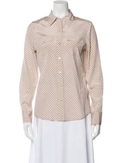 Pre-owned Tory Burch Silk Polka Dot Print Button-up Top In Pink