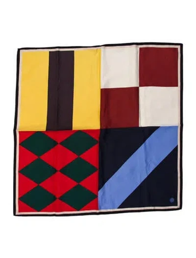 Pre-owned Tory Burch Silk Printed Bandana In Black