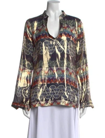 Pre-owned Tory Burch Silk Printed Blouse