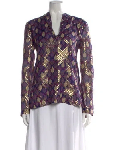 Pre-owned Tory Burch Silk Printed Blouse