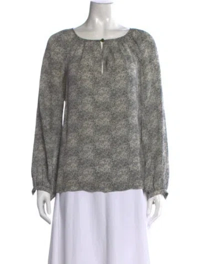 Pre-owned Tory Burch Silk Printed Blouse In Black
