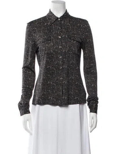 Pre-owned Tory Burch Silk Printed Blouse In Black