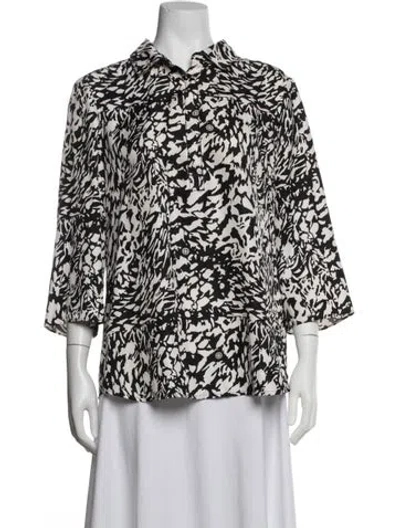 Pre-owned Tory Burch Silk Printed Blouse In Black
