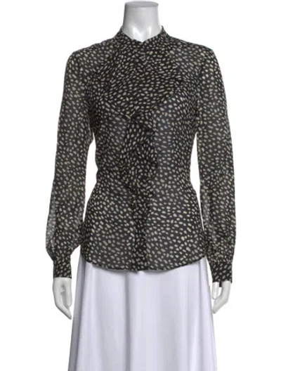 Pre-owned Tory Burch Silk Printed Blouse In Black/neutrals