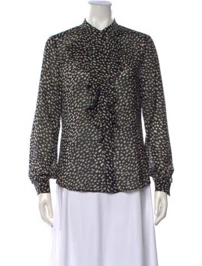 Pre-owned Tory Burch Silk Printed Blouse In Black/neutrals