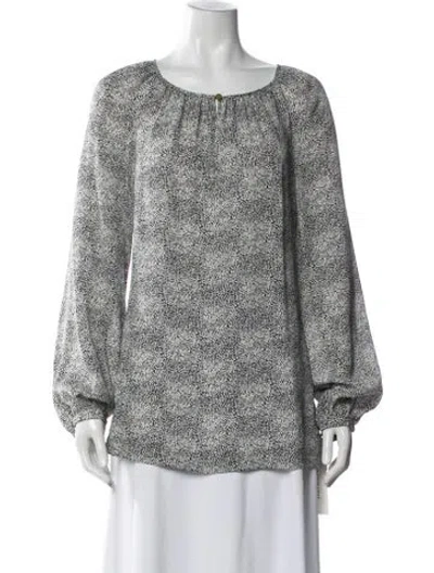 Pre-owned Tory Burch Silk Printed Blouse In Blue