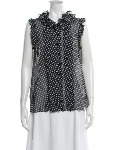 Pre-owned Tory Burch Silk Printed Blouse In Blue/white